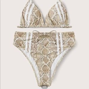 Snakeskin High Waisted Bikini Swimsuit